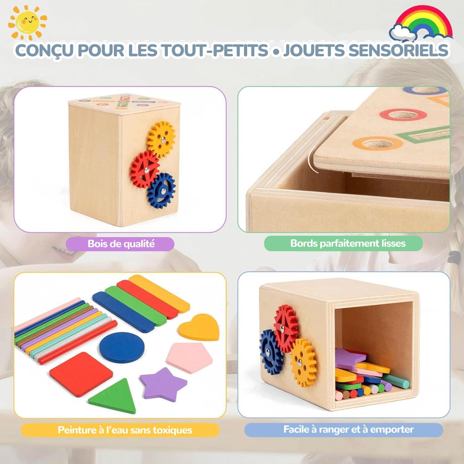 Thumbnail 3 de FMSKS Jeux Montessori — Jouet en bois pour apprendre les couleurs et les formes