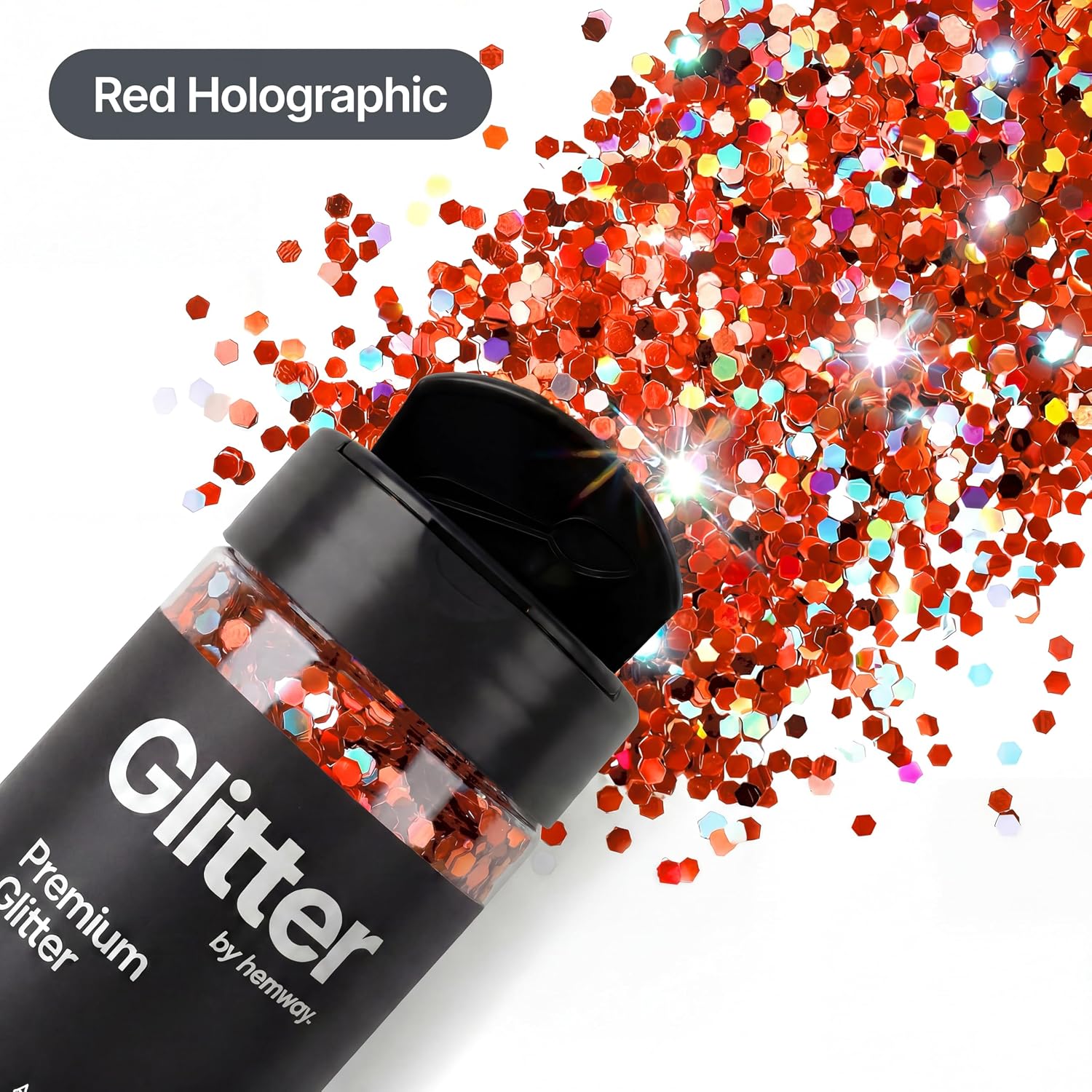 Thumbnail 3 de Holographic Red Glitter Shaker (130g) – Super Chunky Metallic Flake Red Sequins for Resin, Crafts & Nail Art