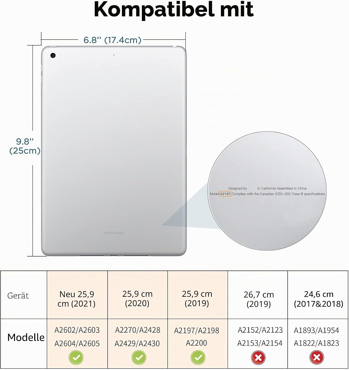 Detalle 2 de CACOE Hülle für iPad 9./8./7. Generation 10.2 Zoll – Ultradünn, Stifthalter und Pfauenblau