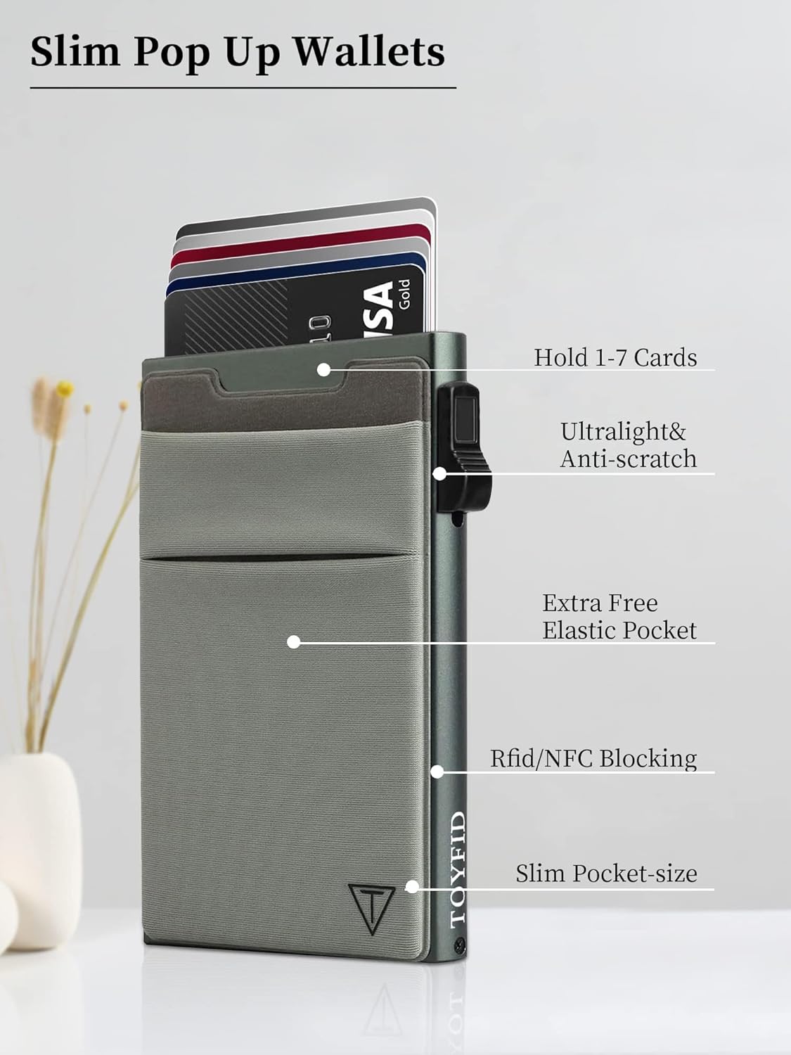 Thumbnail 3 de TOYFID Minimalistische Brieftasche RFID-Schutz Kartenhalter Pop-up Geldbörse