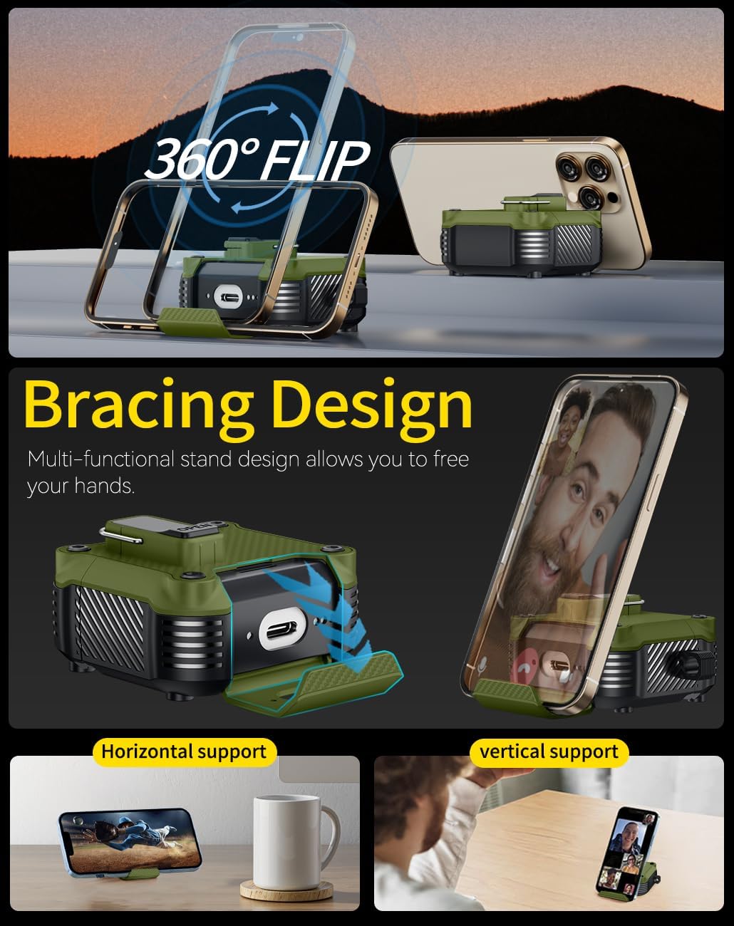 Detalle de Pohgelan AirPods 4 Case with Safety Lock in Dark Green — Carbon Fiber Texture, MagSafe Compatible