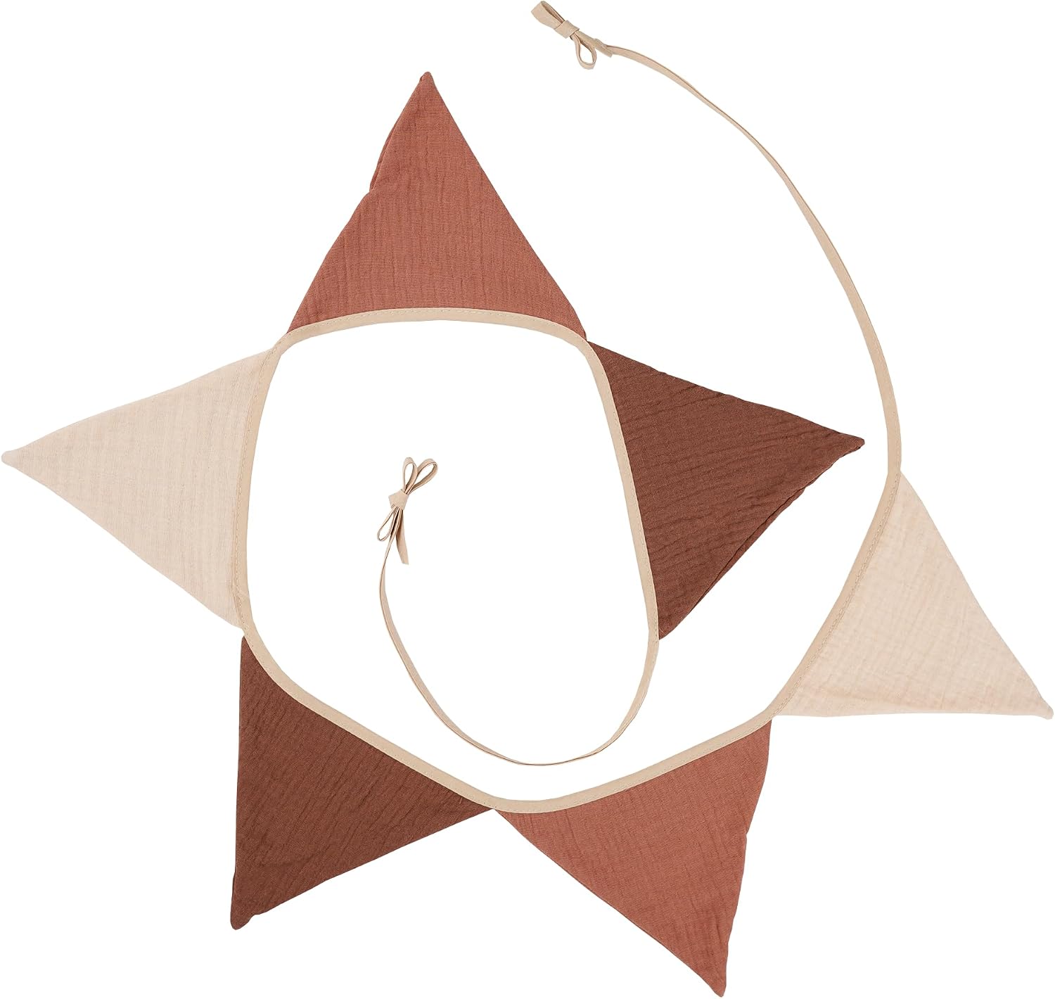 Thumbnail 3 de G2PLUS Muslin Fabric Bunting for Nursery (6-Flag, 1.9m) - Double-Sided Cotton Triangle Banner in Coffee & Beige