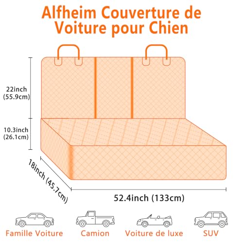 Detalle de Alfheim Housse de siège auto pour chien, imperméable et antidérapante, 133 x 127 cm
