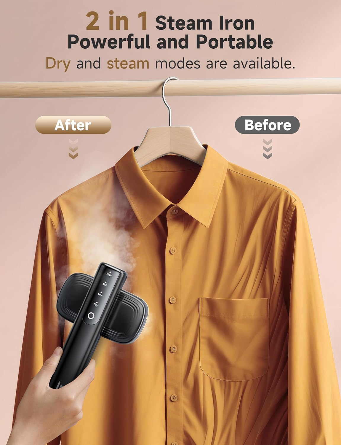 Thumbnail 2 de Sundu Steamer for Clothes Portable 2-in-1 Travel Steamer Iron (15s fast heat-up, LED display, 4 modes)