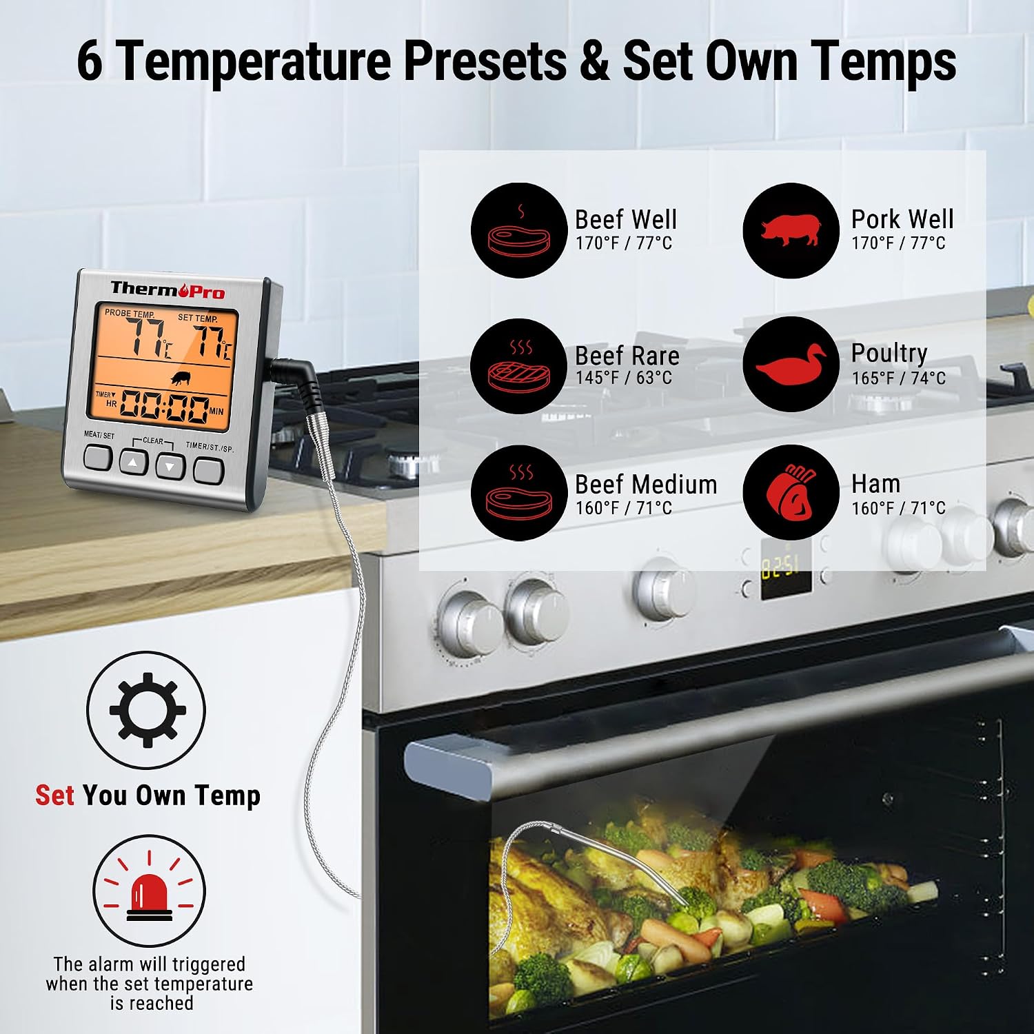 Detalle 2 de ThermoPro TP16S termometro digitale carne, 300 °C