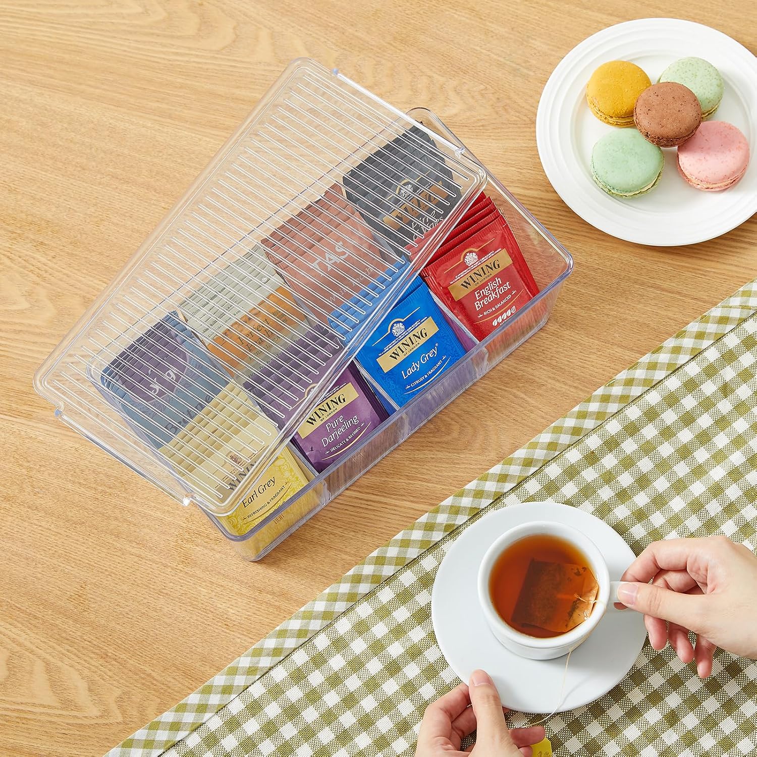 Thumbnail 6 de Lifewit Tea Box, transparent 8-compartment tea organiser with lid