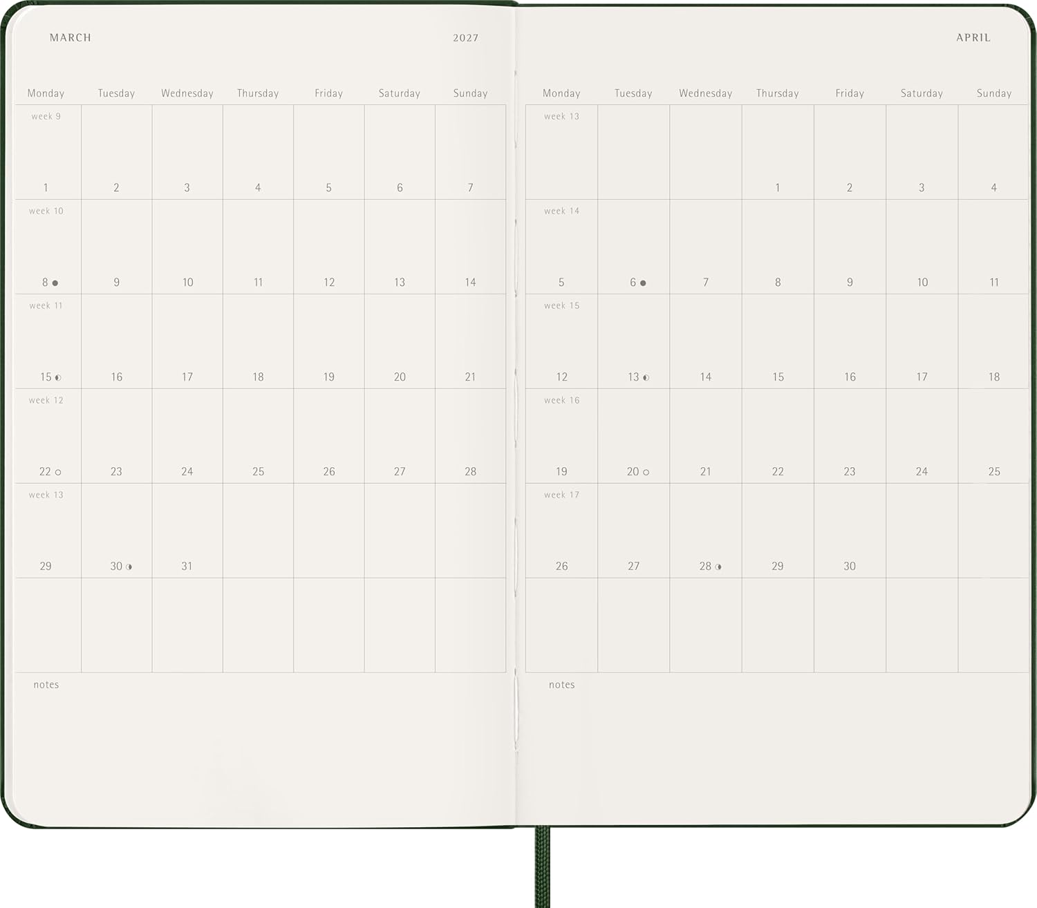 Thumbnail 6 de Moleskine DHK1512WN3Y27 Weekplanner 2027, hardcover, 13 x 21 cm, mirtegroen