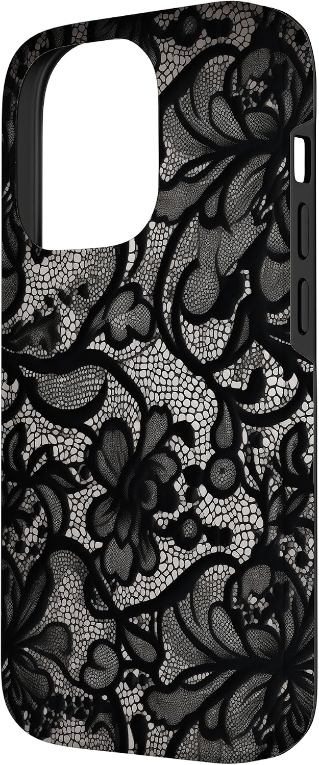Detalle 2 de Motif Vintage Dentelle Noire Coque iPhone 14 Pro