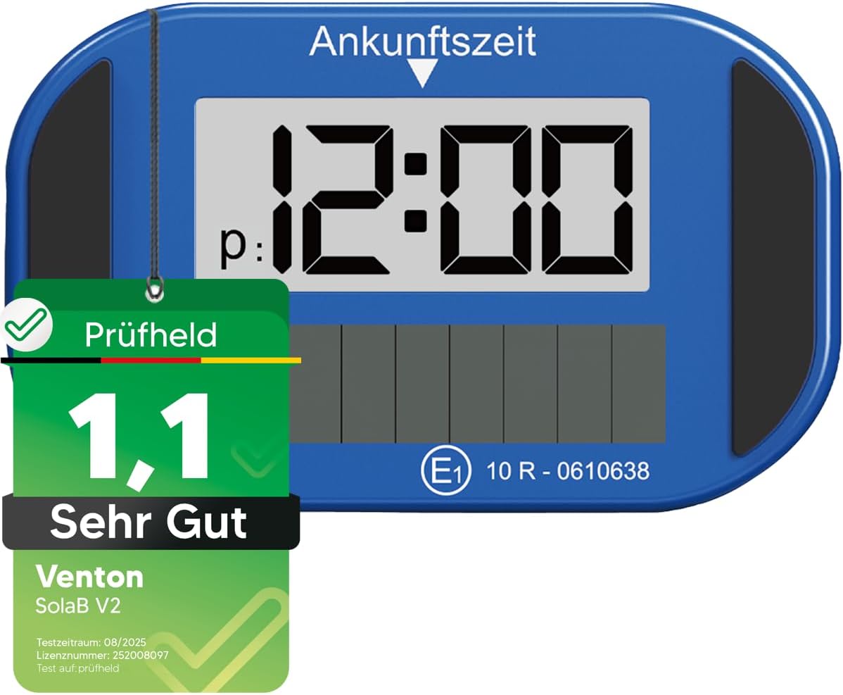 Detalle de VENTON Elektronische Solar-Parkscheibe mit KBA-Zulassung – SEHR GUT getestet (Note 1,1)