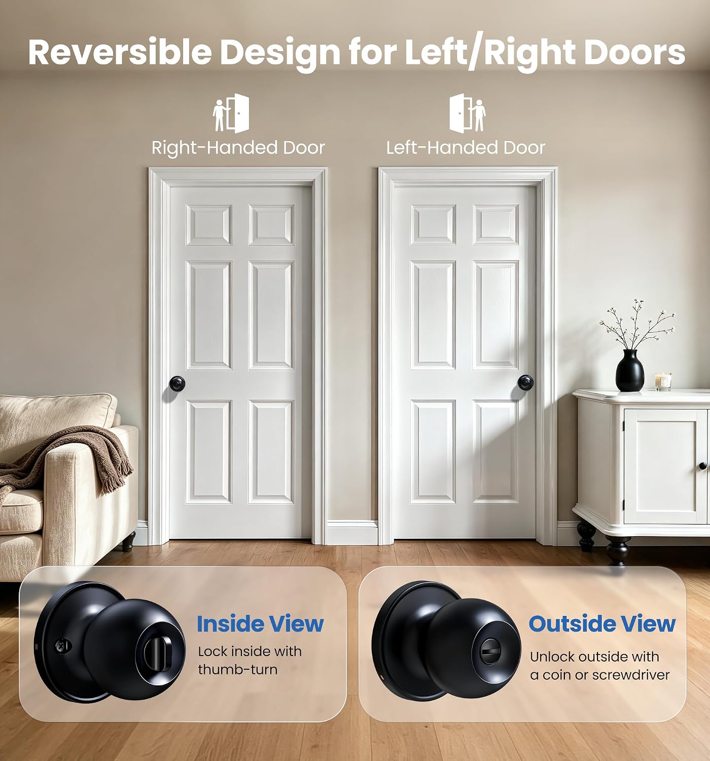Detalle 1 de Veise Privacy Door Knobs, 2-Pack