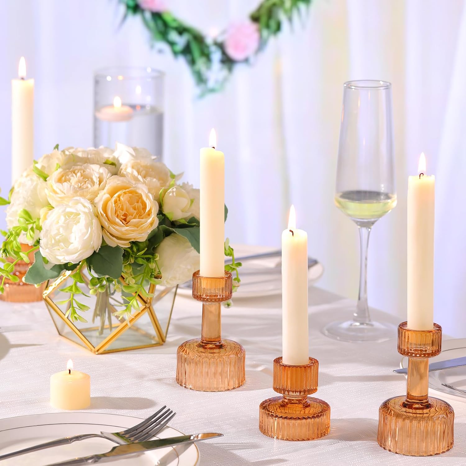 Thumbnail 5 de Candlestick Holders Bulk 6-Piece Green Crystal Set 🕯