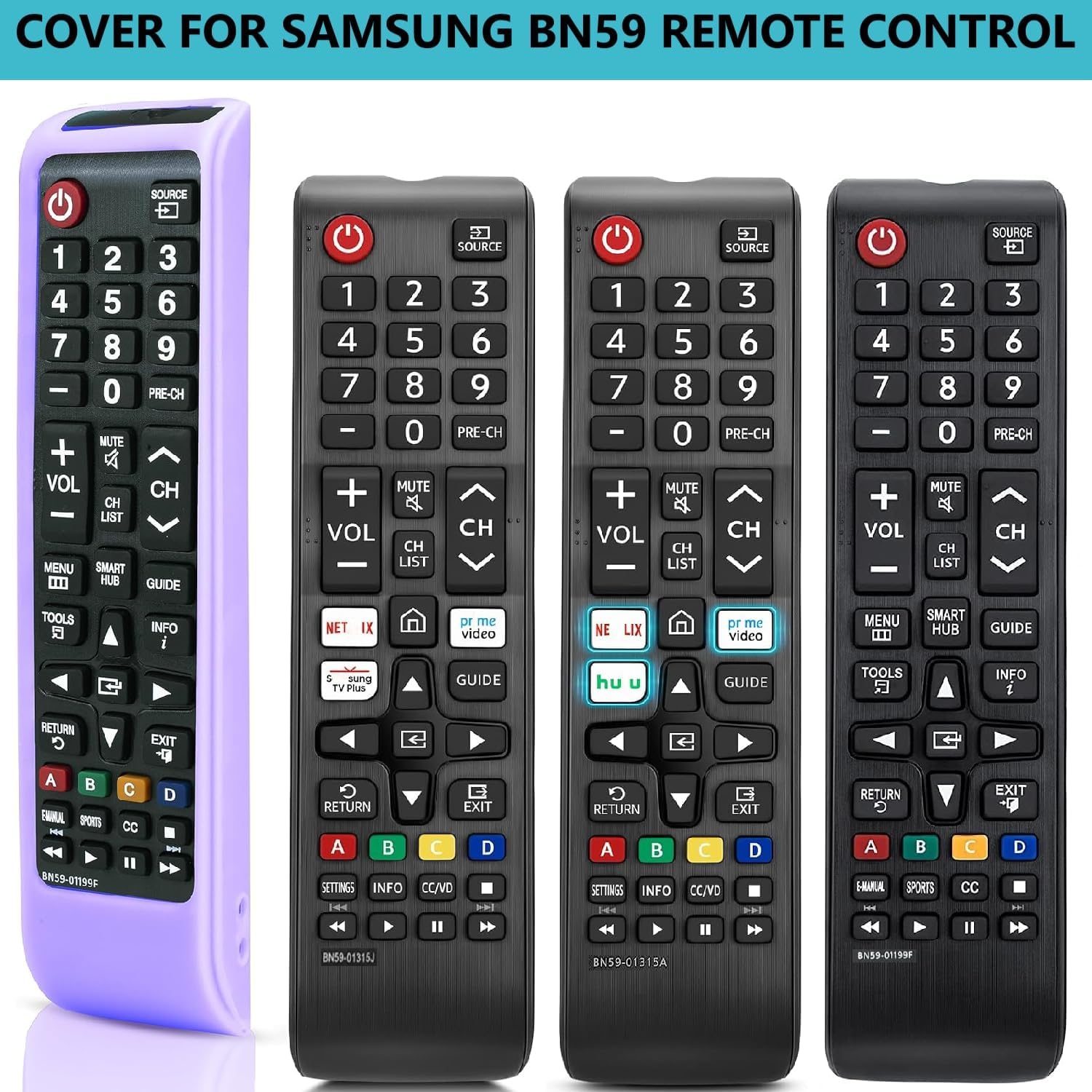 Thumbnail 3 de [2 Pack] YAREETY Glowing Remote Cover Replacement for Samsung TV Remote – universal silicone sleeve with lanyard
