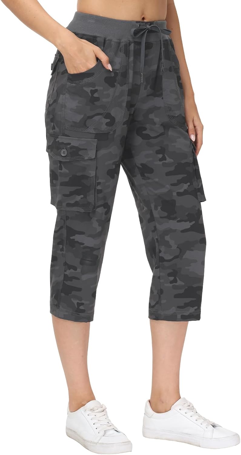 Detalle de TBMPOY Women's Cargo Capris: Lightweight Quick-Dry Hiking Pants with 6 Pockets