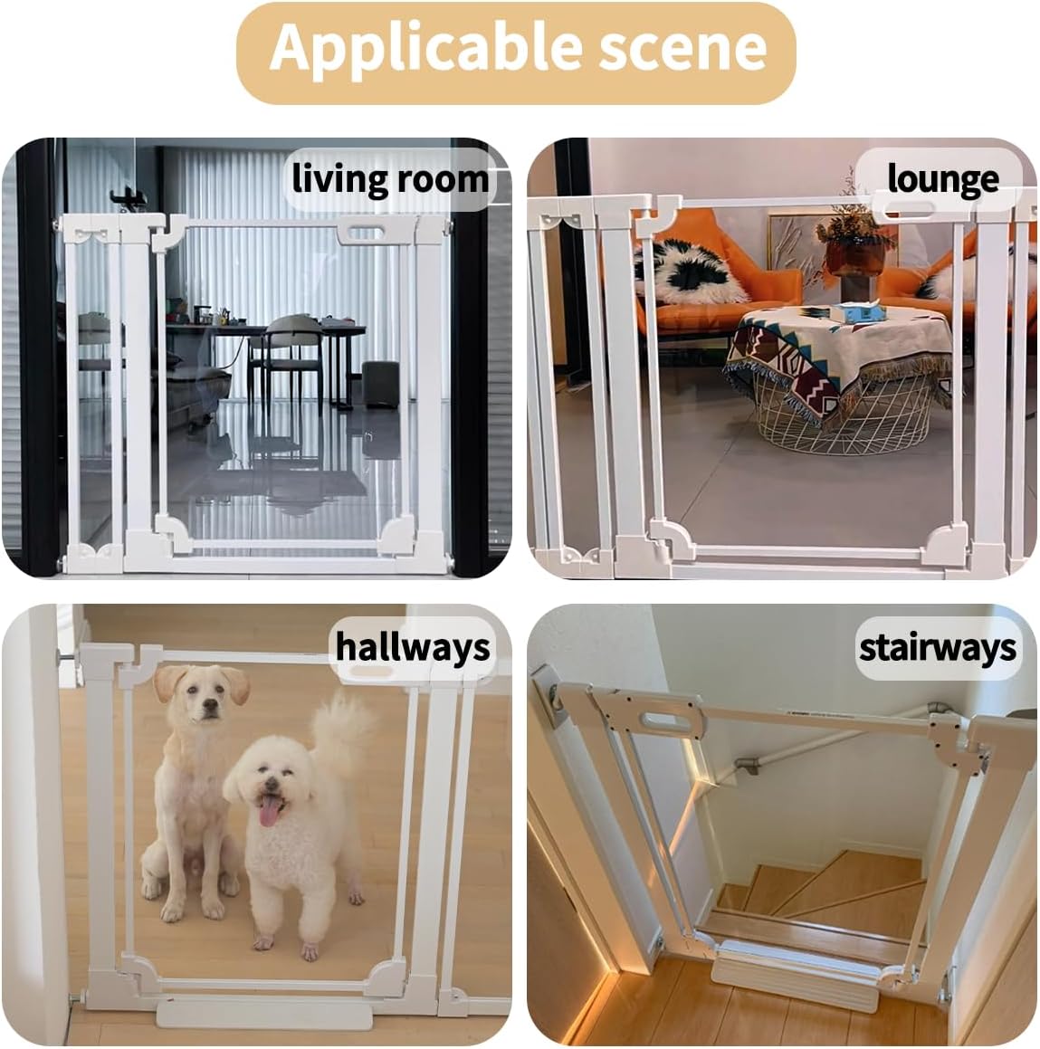 Detalle de Xifamniy Clear Stair Gate (74-98cm wide) – 76cm tall acrylic baby and pet gate