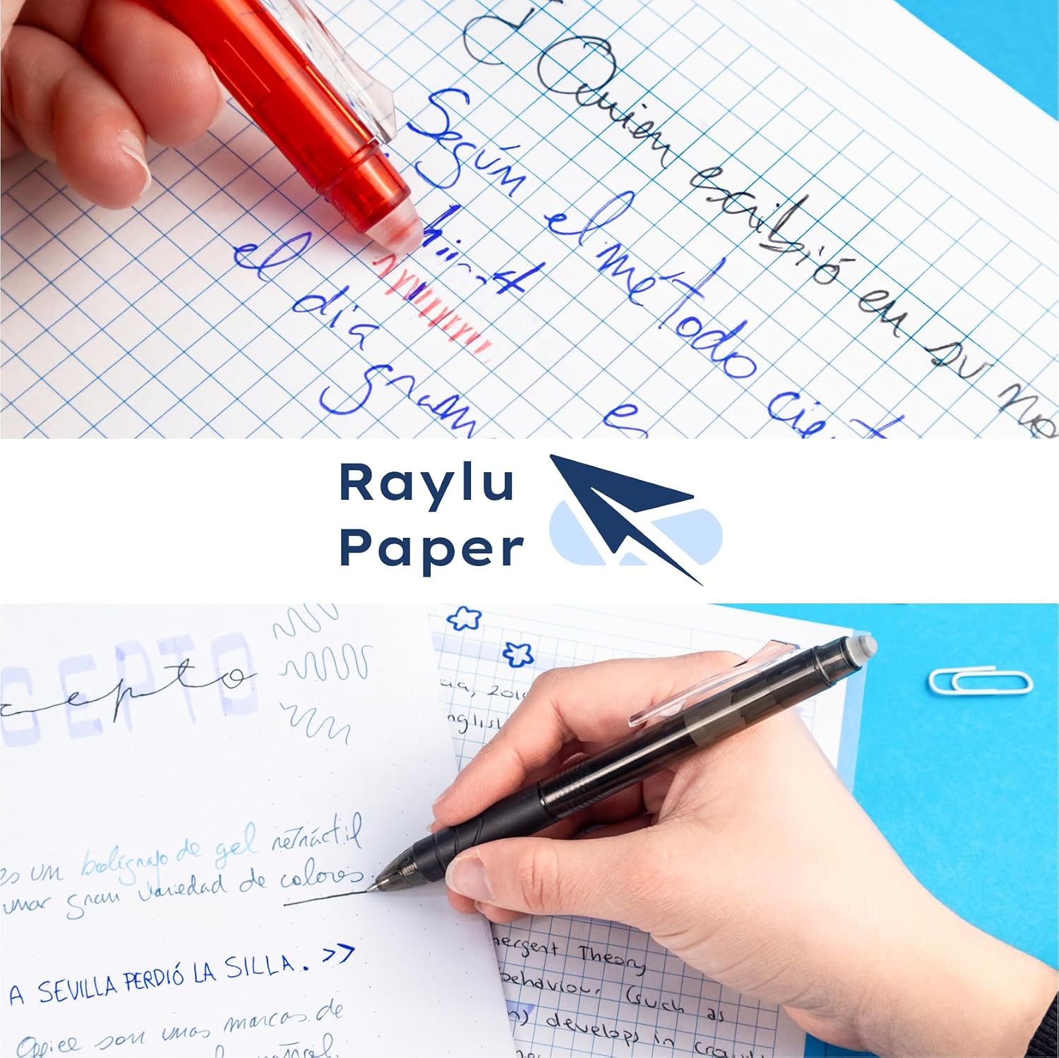 Thumbnail 6 de RAYLU PAPER® Penne cancellabili retrattili 3 pezzi, inchiostro ibrido nero, tratto 0,7 mm, punta 1 mm