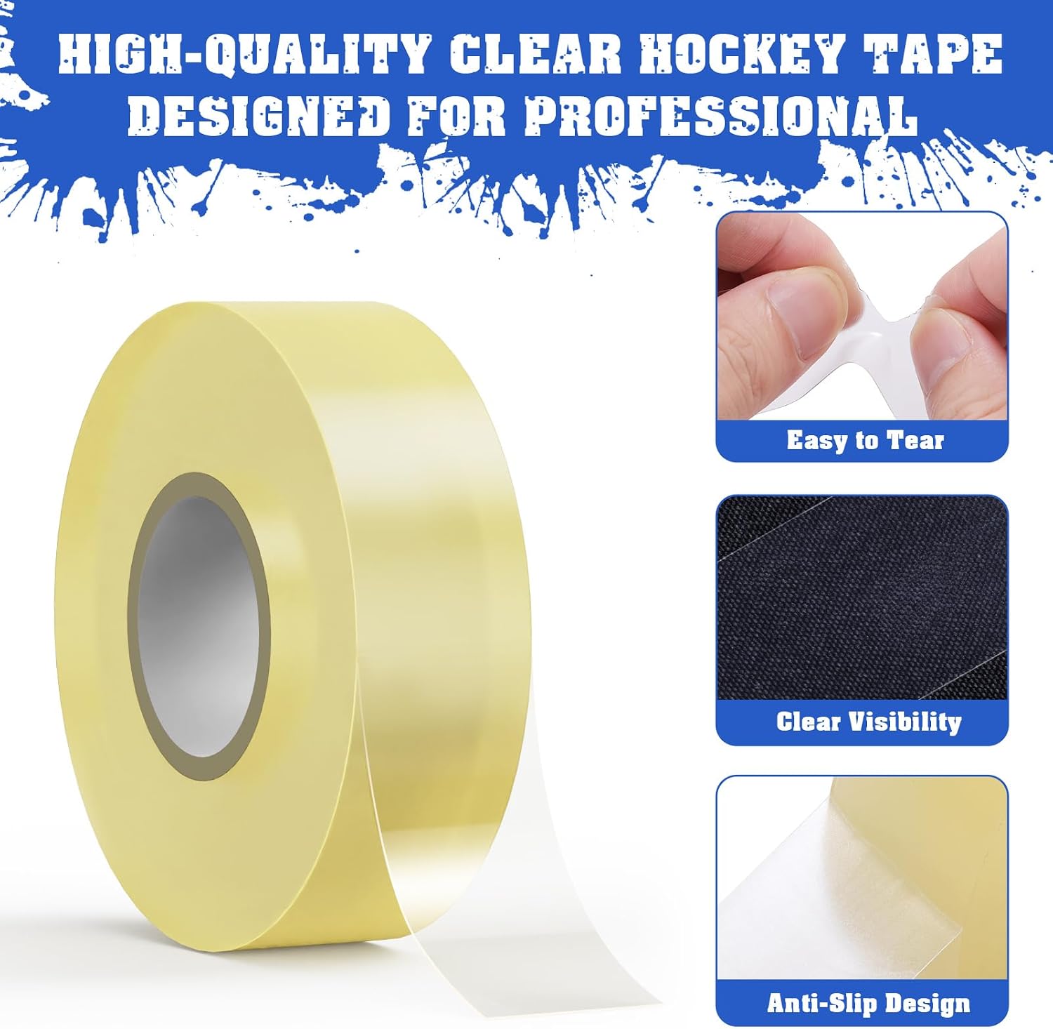 Detalle 2 de AGUZXTM Clear Hockey Tape, 6-Pack, 25 m Rolls for Socks and Shin Guards