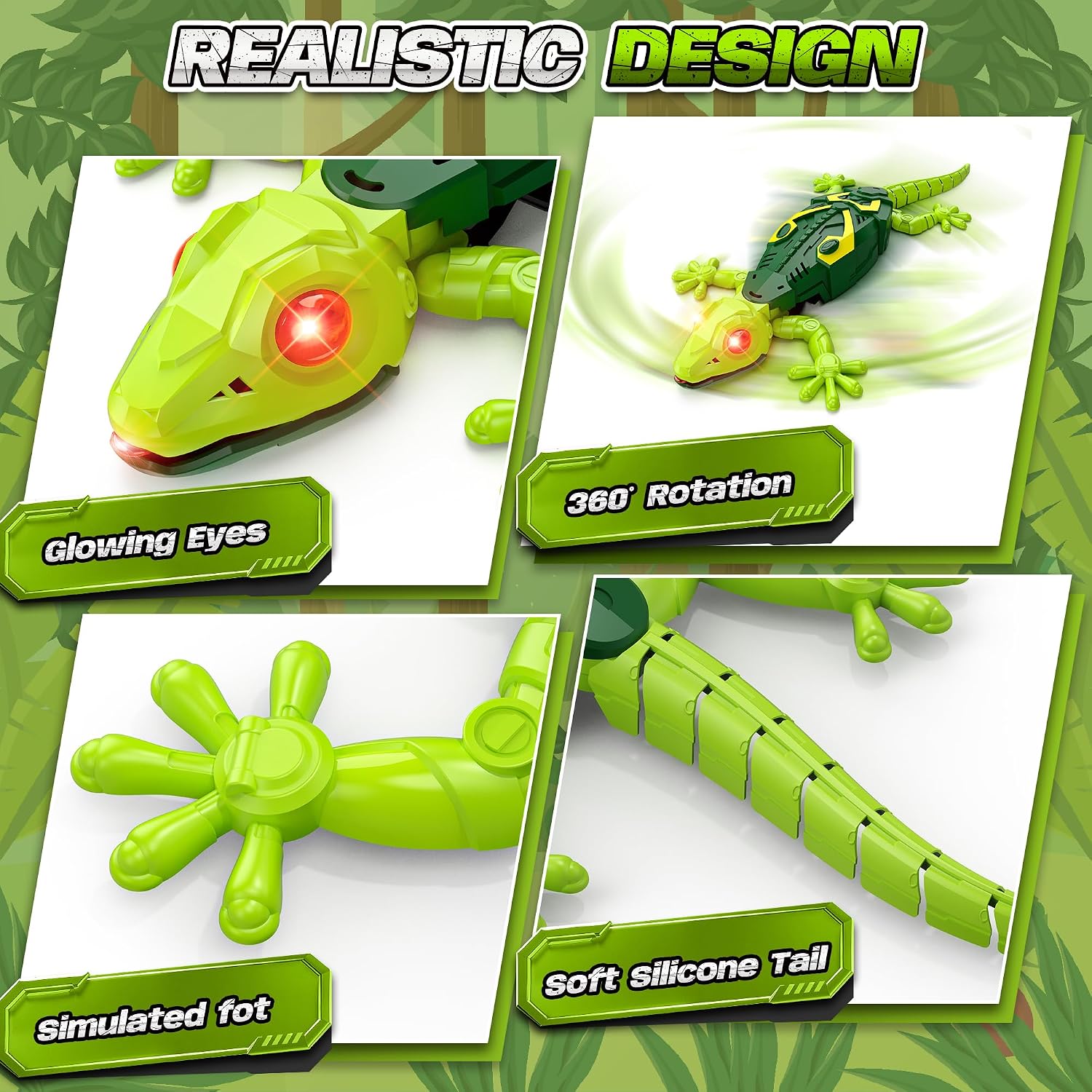 Detalle de Rcfunkid SM51S Wall-Climbing Gecko Toy, Rechargeable RC with LED Eyes