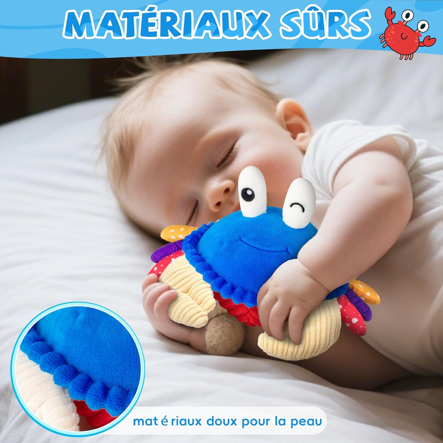 Thumbnail 4 de SAIMAND Jouet Bébé Crabe Musicale interactif 6-18 mois avec enregistrement (bleu)