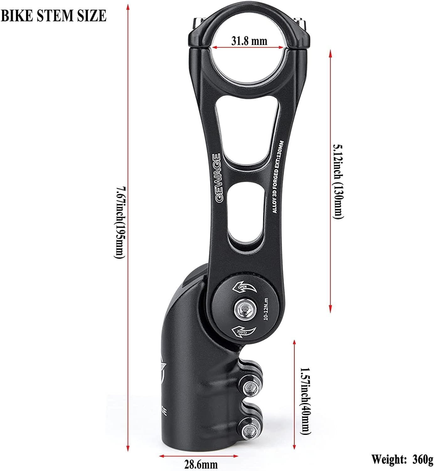 Thumbnail 4 de GEWAGE potence réglable VTT/route/BMX 75/95/130 mm compatible 31,8 mm (825D-130)