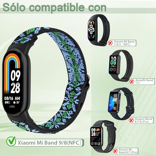 Detalle de BTTNG Correa Elástica de Nylon para Xiaomi Smart Band 8/9/10 – 2 uds.