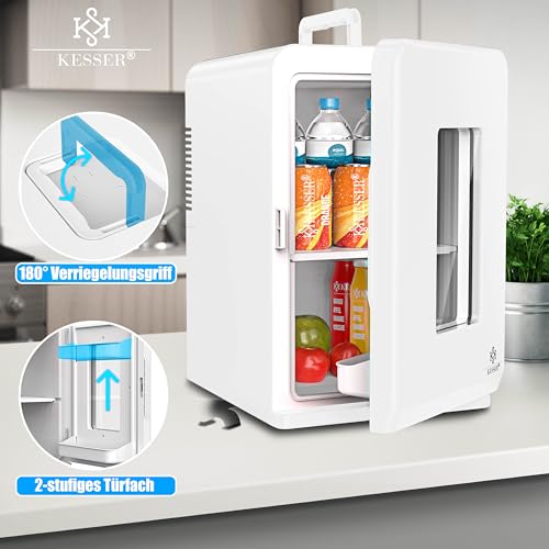 Detalle 2 de KESSER Mini réfrigérateur 2 en 1 — Glacière portable de 15 litres avec fonction chauffage, AC/DC 220-240 V / 12 V et prise allume-cigares