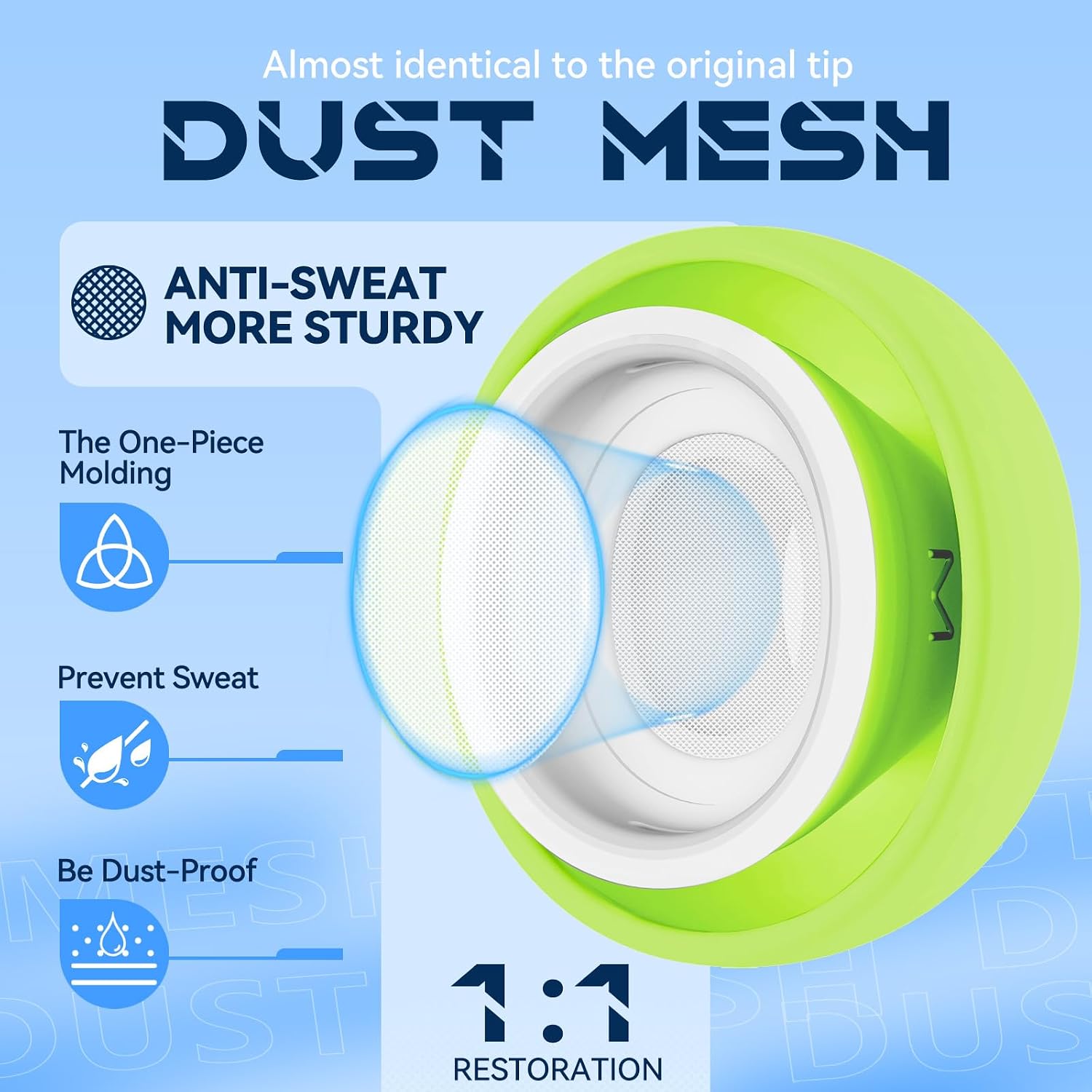 Detalle 2 de Inesore 4 Pairs Replacement Ear Tips for AirPods Pro 2nd/1st (Fluorescent Green)