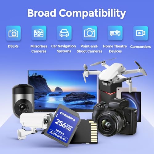 Thumbnail 3 de DIGIERA 256 GB SDXC UHS-I Speicherkarte – C10, U3, V30, 4K/UHD, robustes Allround-Modul für Kamera, Computer & Auto-Navigation