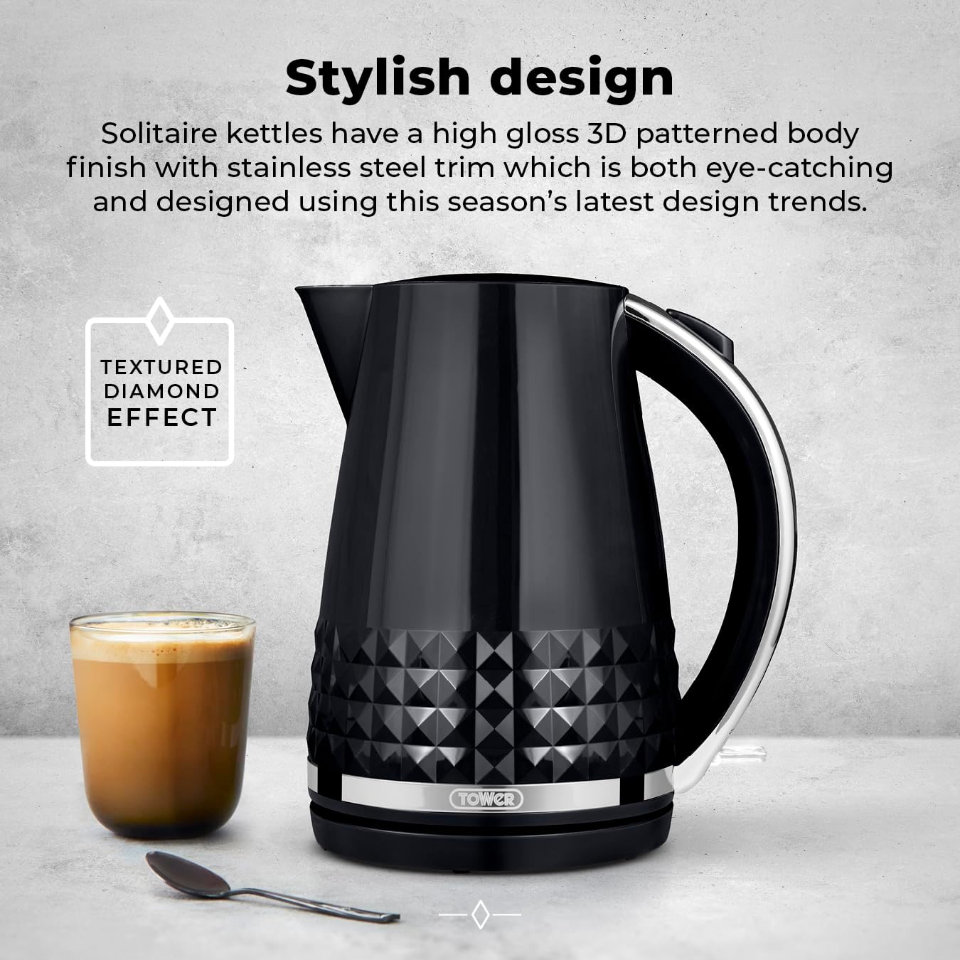 Detalle de Tower T10075BLK 1.5L kettle, 3KW power
