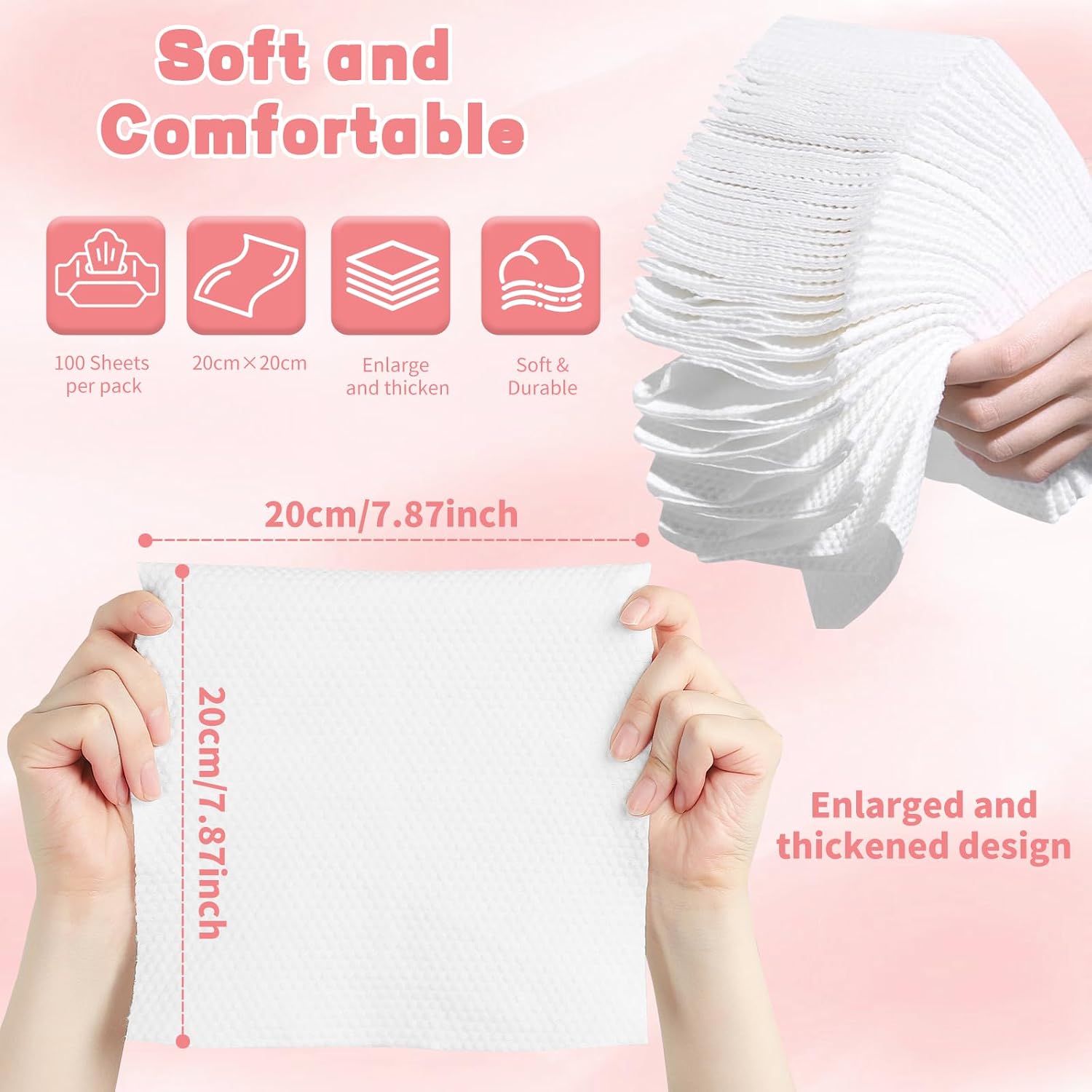 Thumbnail 3 de Disposable Face Towel 200 Count: Soft Cotton, Double-Sided, Lint-Free for Sensitive Skin