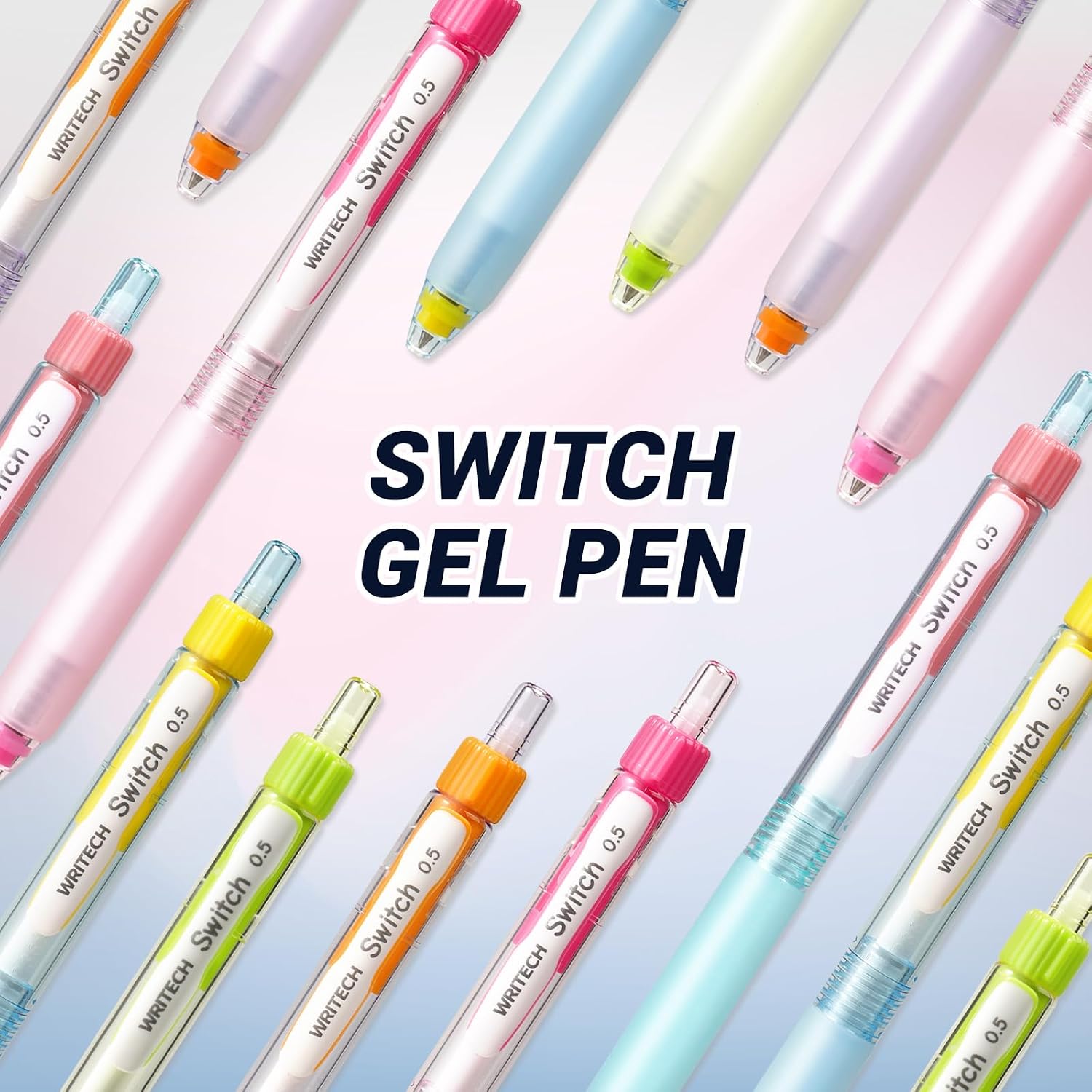 Detalle 2 de WRITECH ノック式ゲルインクペン 0.5mm ブラック、静音切替・ソフトグリップ 10本入り