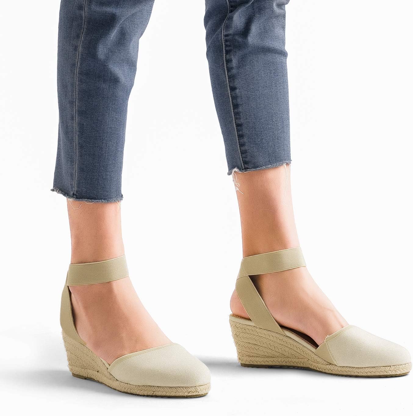 Thumbnail 5 de DREAM PAIRS Women’s Elastic Ankle Strap Espadrilles Wedge Sandals with 2.2-inch wedge heel