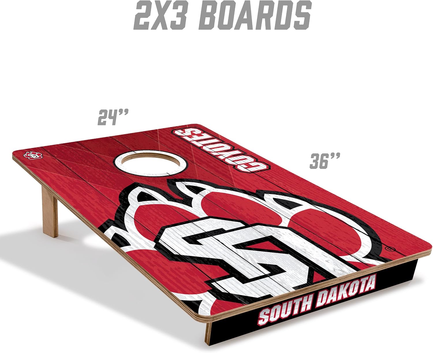 Detalle de YouTheFan NCAA 2 x 3 ft All-Wood Cornhole Game with Team Logo Bags