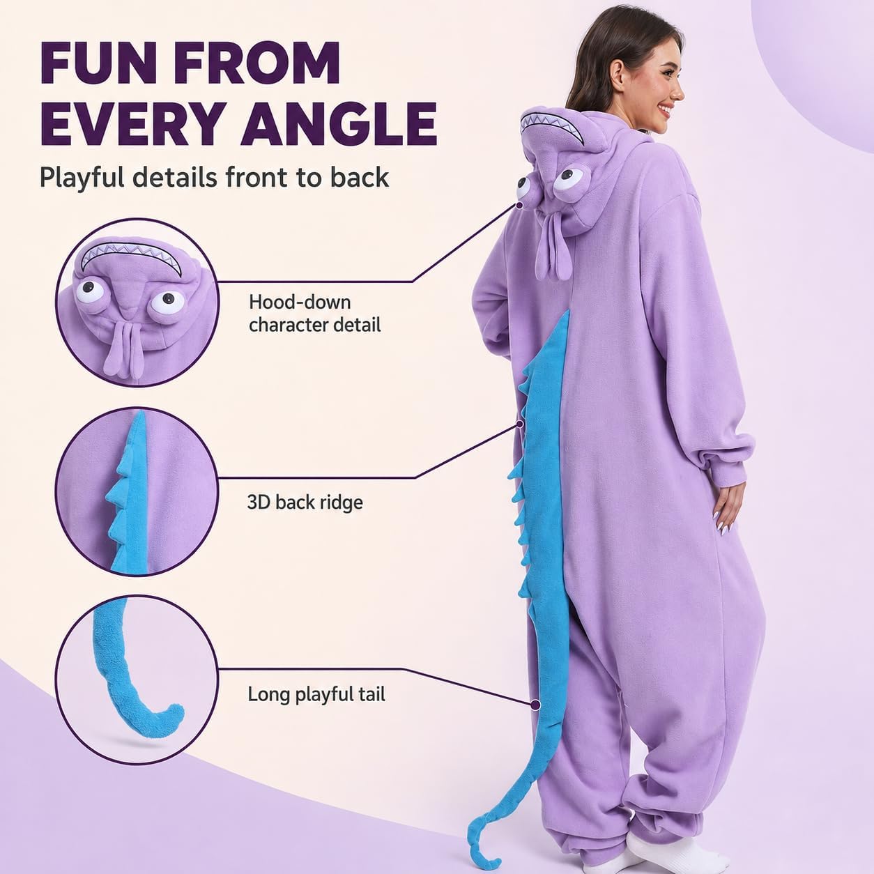 Detalle 2 de BGOKTA Halloween Animal Onesie Pajamas for Adults, 100% Polar Fleece