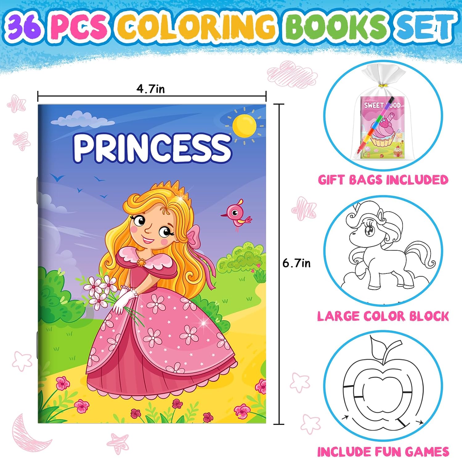 Thumbnail 5 de ZMLM Party Bag Fillers for Kids – 36 Pack Mini Colouring Books & Crayons