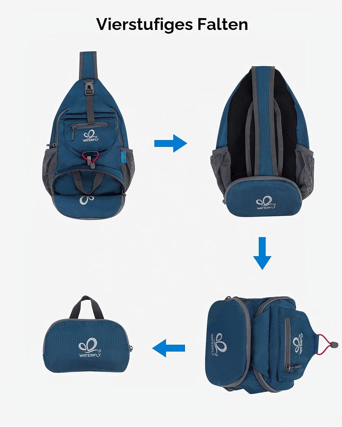Thumbnail 6 de WATERFLY Brusttasche Sling Bag Klein – faltbare Crossbody für Reisen, Wandern und Alltag