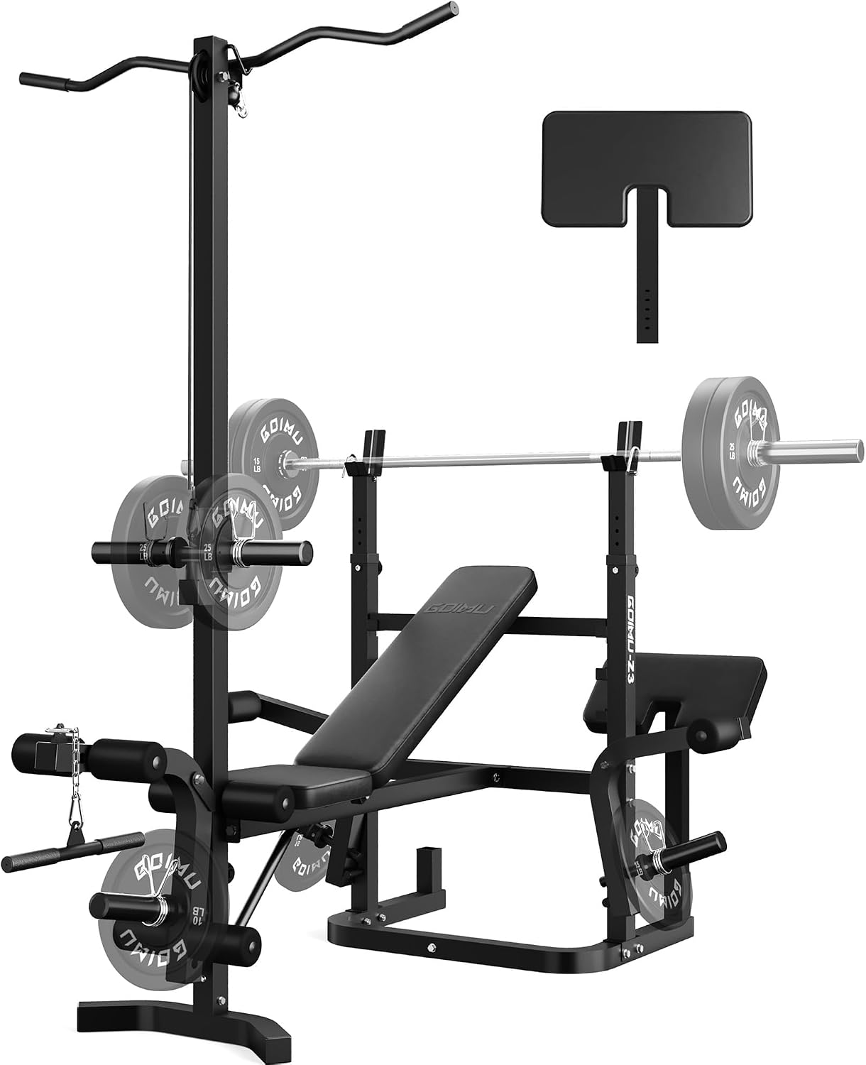 Detalle de Goimu Z3 Olympic Weight Bench Set, 9-in-1 with Leg Extension and LAT Pulldown
