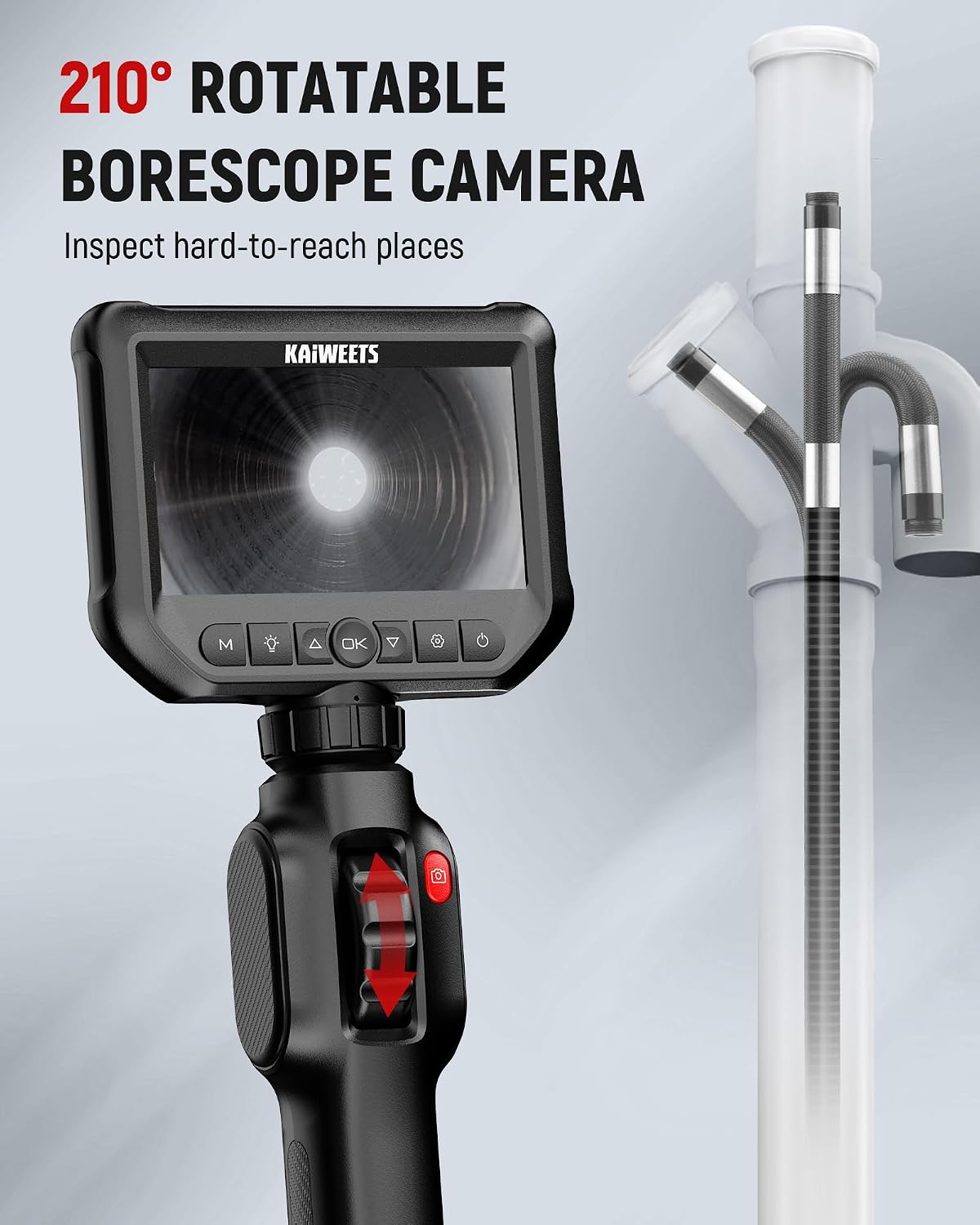 Detalle 2 de KAIWEETS Endoscopio 1080P 4,3"