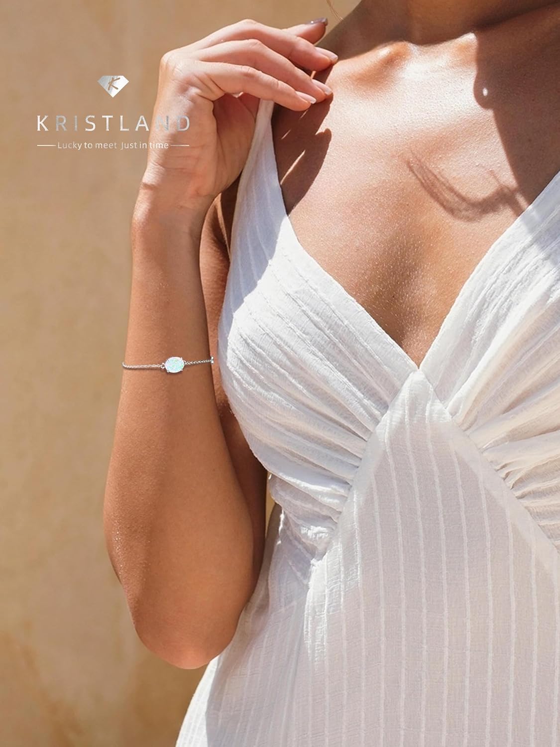 Thumbnail 4 de KristLand sterling silver bracelet with opal stone and zirconia detailing