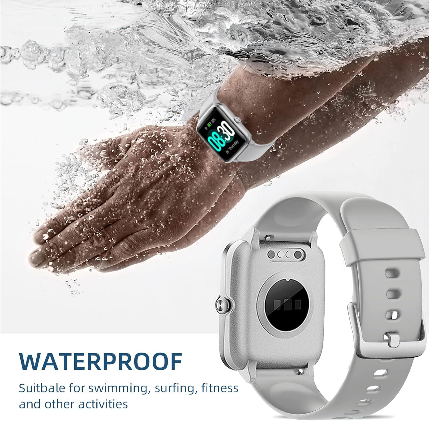 Thumbnail 3 de SUGARJAR 19mm Silicone Strap for Fitpolo ID205L – Compatible with ID205L/S, 205G/215G/216, WF021/023/025, Uwatch range and more