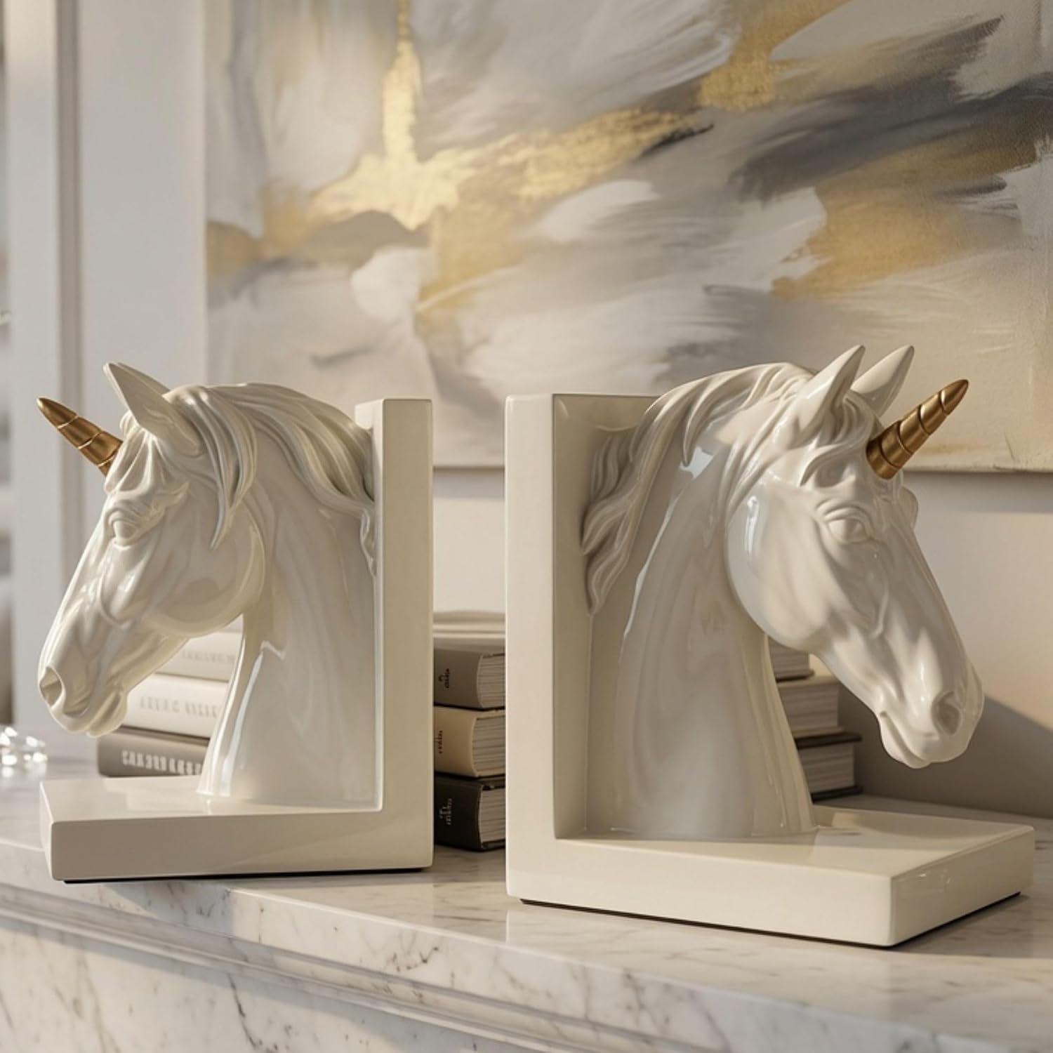 Detalle de Bellaa Unicorn Bookends, Polyresin