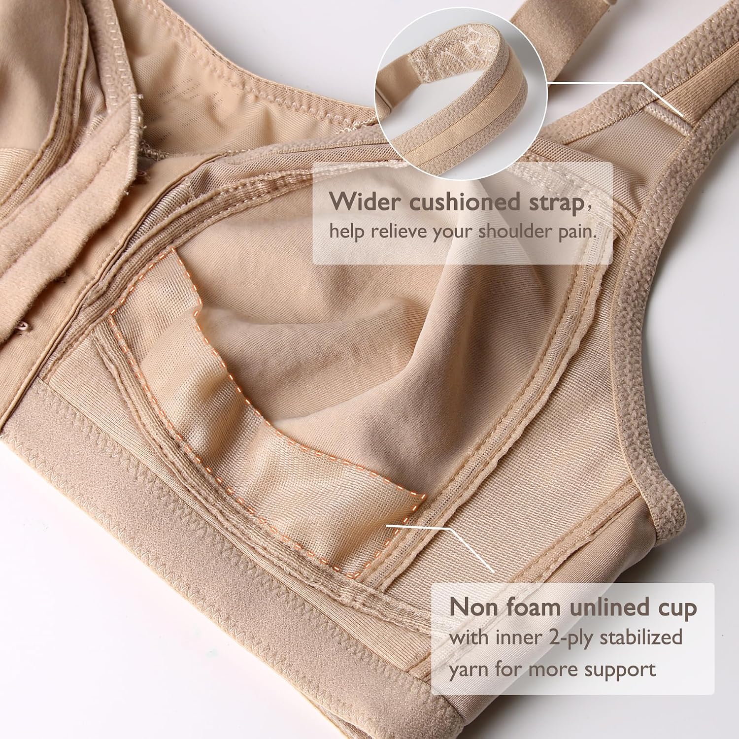 Thumbnail 3 de DotVol Women's Full Figure Front Closure Wirefree Jacquard Back Support Posture Bra