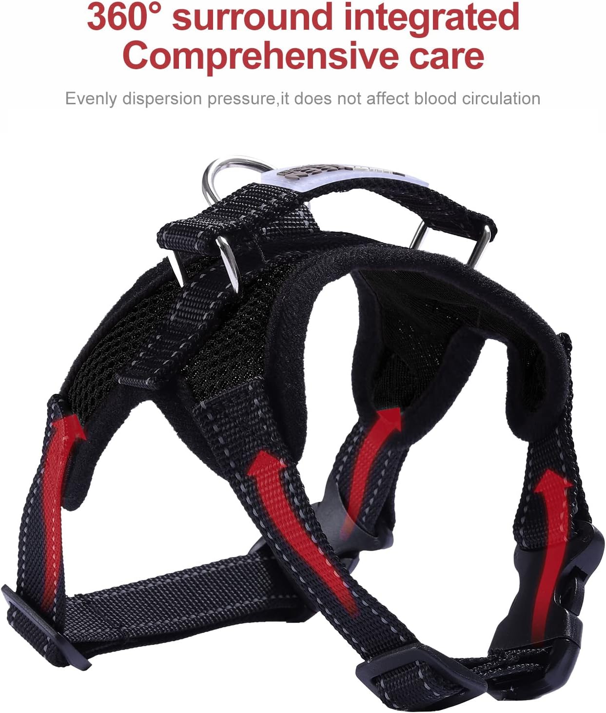Detalle de Dog Harness Comfort Soft Breathable Adjustable Mesh Pet Chest Strap – Large (Black)