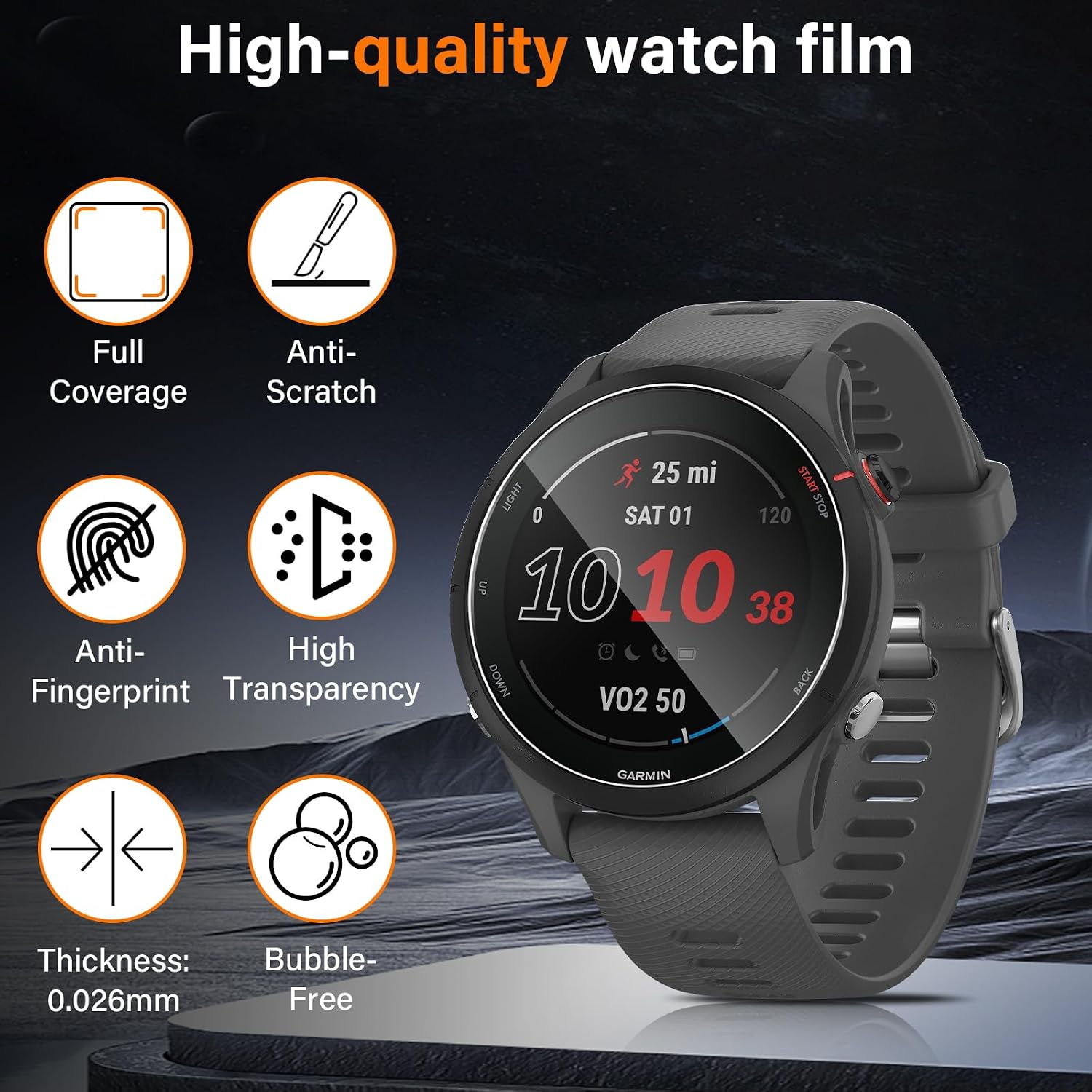 Thumbnail 2 de Haofun Schutzfolie Set für Garmin Forerunner 255/255 Music – 9H Glas + 4 Silikonstaubstopper