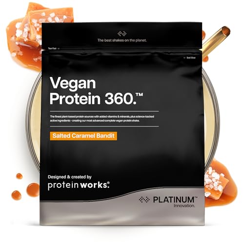 Imagen de Protein Works Vegan Protein 360 - Platinum, Caramello Salato, 1kg en OfertitasTOP