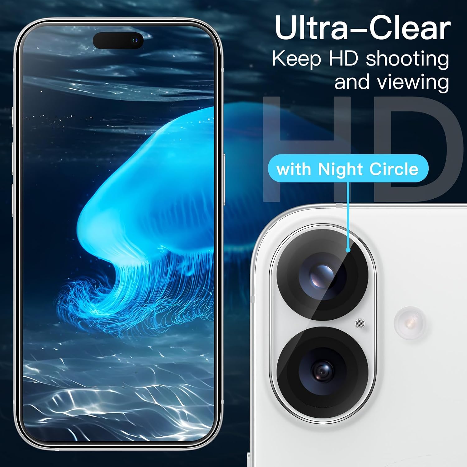 Thumbnail 4 de JETech iPhone 16 6.1 tempered glass 2-pack