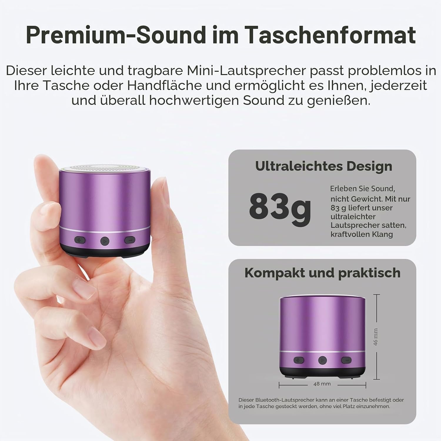 Detalle de buwy Mini Bluetooth Lautsprecher – kompakter Allrounder mit IPX7 und True Wireless Stereo