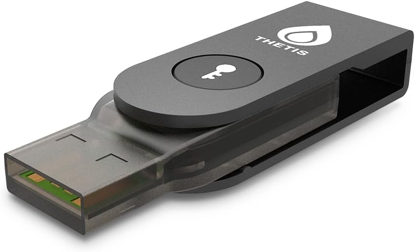 Detalle de Thetis MB000476 FIDO2 Security Key with USB-A, NFC and TOTP/HOTP