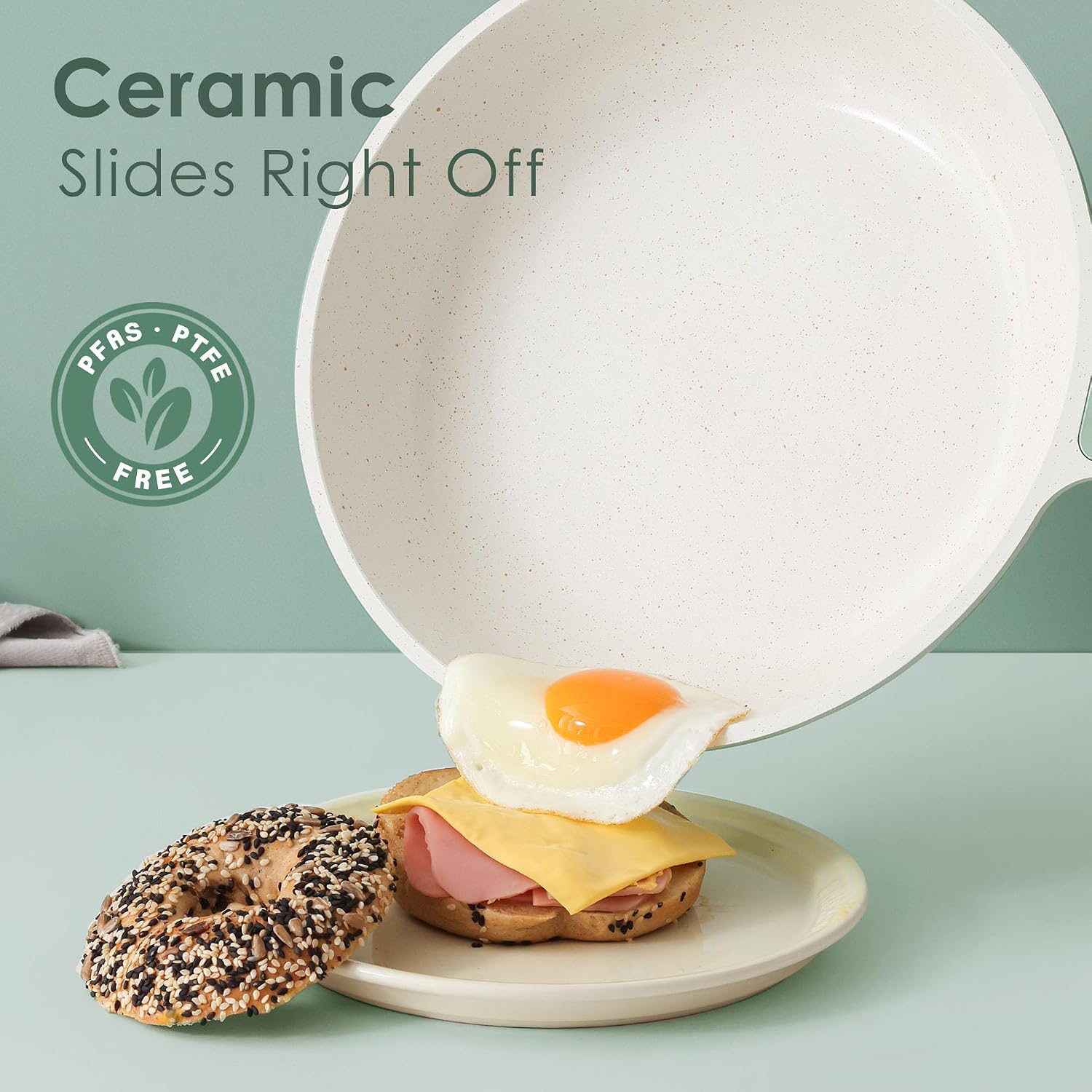 Detalle de SENSARTE SA07 Classic 13-Piece Ceramic Cookware Set, Green