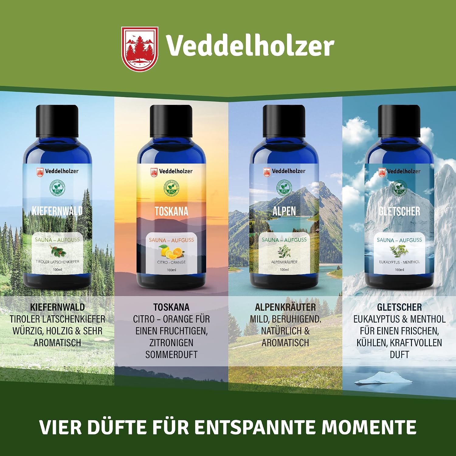 Detalle 2 de Veddelholzer BIO Saunaaufguss 4 x 100 ml