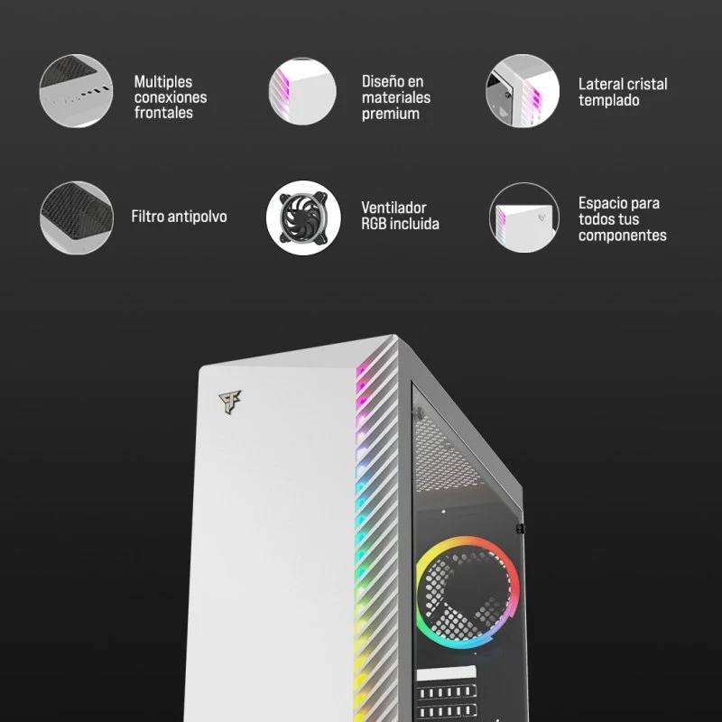 Detalle de Tempest Shade RGB Torre ATX Blanca 🖥